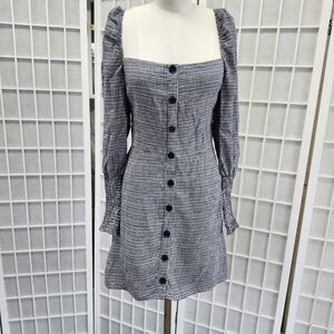 Reformation Black and White Gingham Long Sleeve Dress